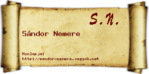 Sándor Nemere névjegykártya
